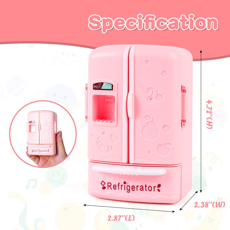 كيمو أثاث ثلاجة صغير لبيت الدمى، ملحق مطبخ أساسي لبيت الدمى، متوافق مع الأطعمة الصغيرة، ديكور مسرح الأطفال - Image 2